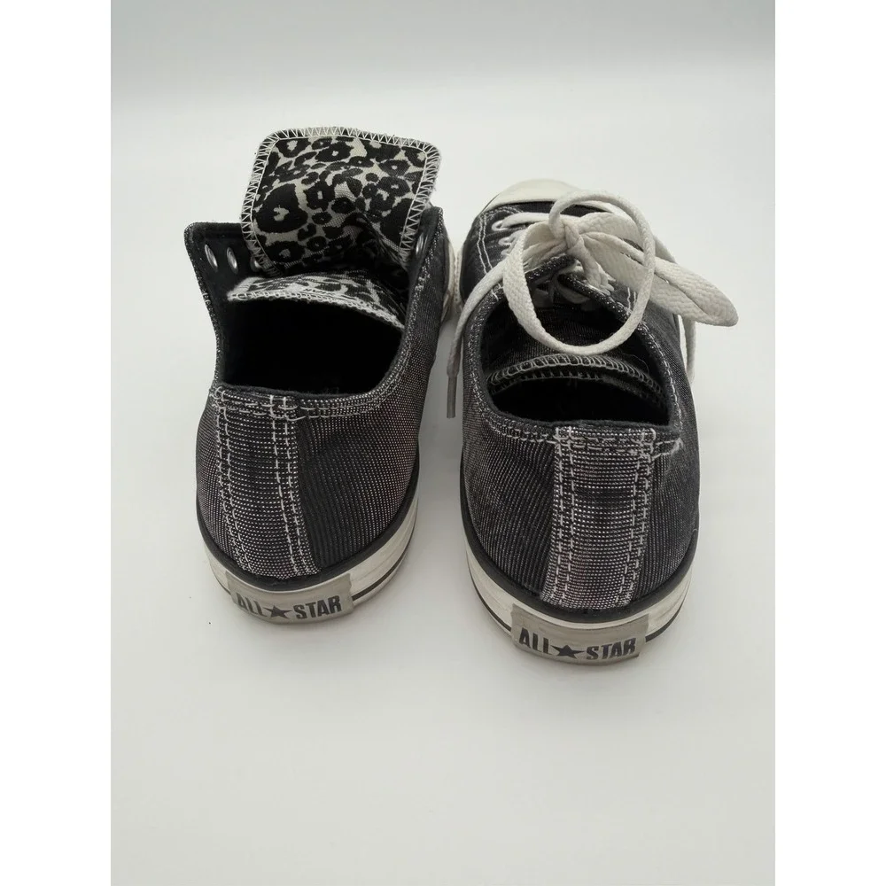 Converse All Star Youth Sz 4.5 Sneakers Black Sparkle/White Leopard
